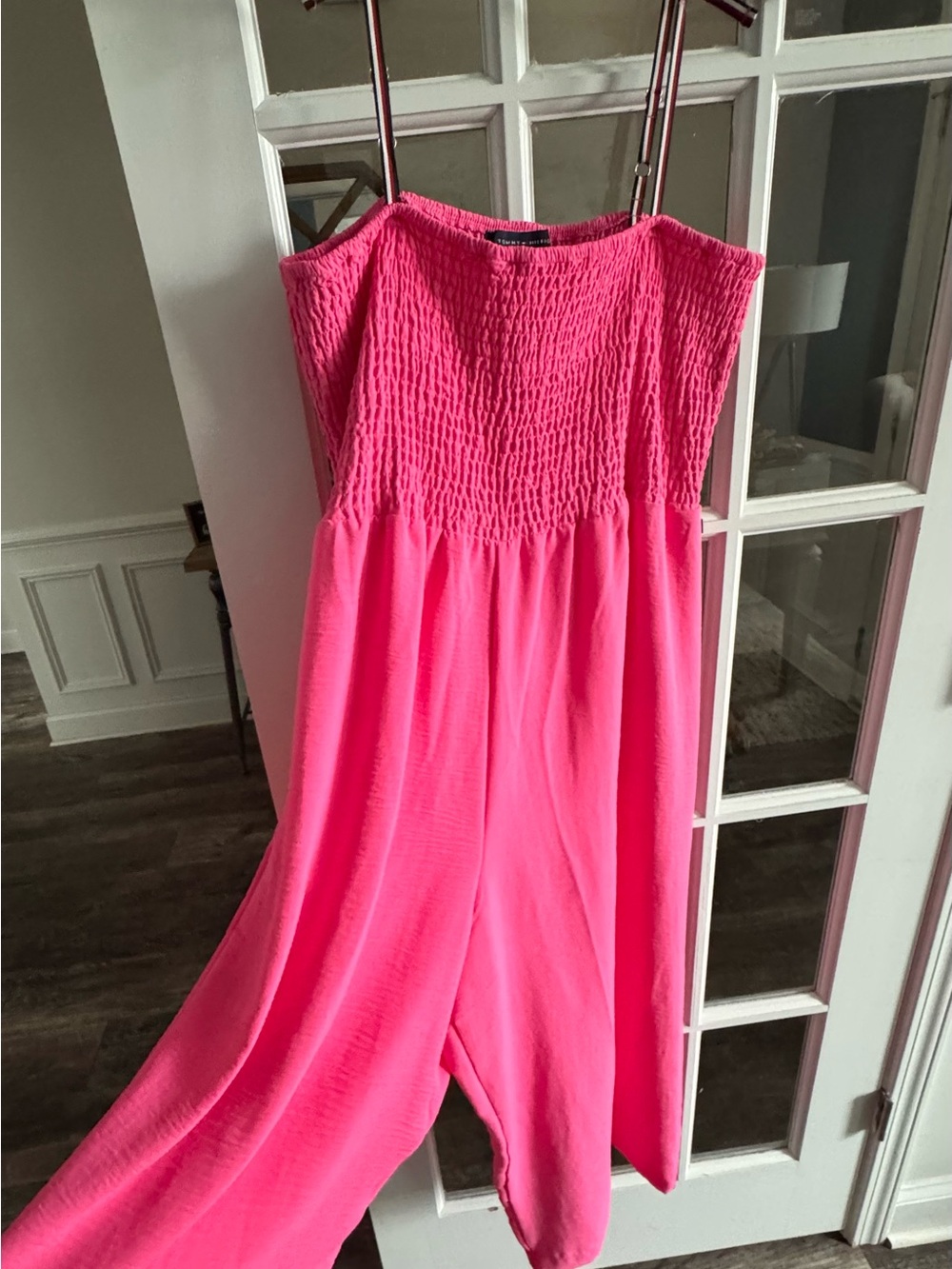 Tommy Hilfiger Strapless Smocked Jumpsuit - Hot Pink